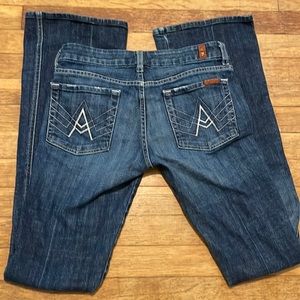 SOLD 7 For All Mankind Y2K Low Rise Dark Wash Bootcut Jeans Long Inseam Sz 27